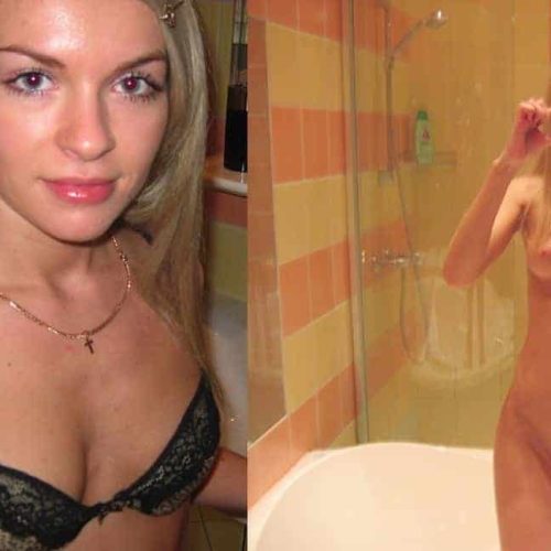 Scharfe Frau zeigt ihren Körper auf intimen Bildern